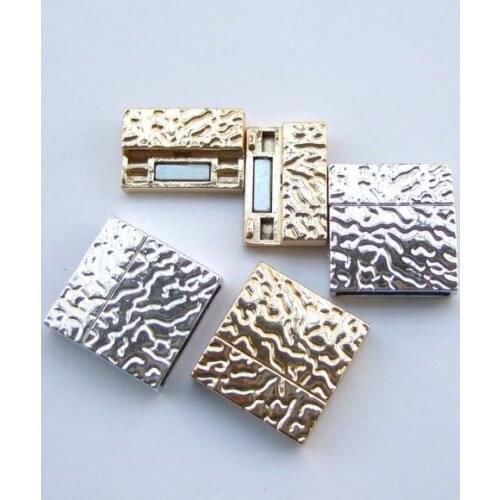 20Sets Flat Magnetic Clasp hole size 30x3mm Embossed Clasp for up to 30mm flat leather bracelet making