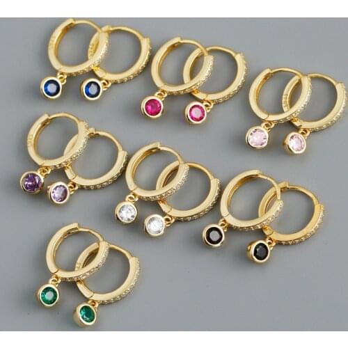 SOELLE S925 fashion Sterling Silver Multi color natural gem exquisite Earrings micro cubic zirconia brand jewelry