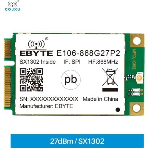 SX1302 LoRaWan Gateway RF Module 863~873MHz 27dBm Built-in PA and LNA Half-duplex PCI-e Interface E106-868G27P2