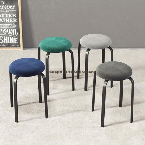 Nordic Household Dining Table Bench Light Luxury Modern Minimalist Restaurant Restaurant Small Stool Lazy Stackable Round Stool