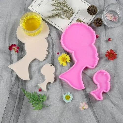 Crystal gutta percha handmade mirror irregular coaster womans head pendant silicone mold