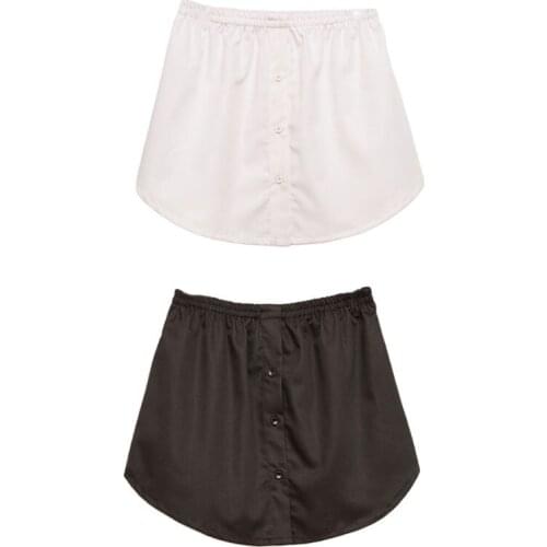 Womens A-Line Flared Curved Fake False Hem Button Down Detachable Waist Skirt