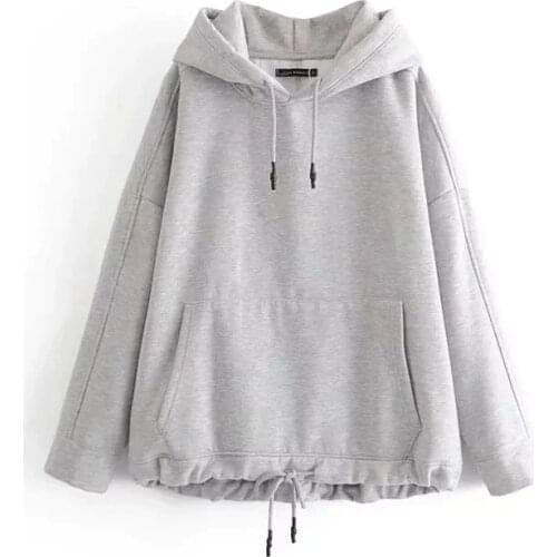 2021 New Casual Kangaroo Pocket Sweatshirt Women Long Sleeve Oversized Hoodie Fall Harajuku Hoodie Solid Color