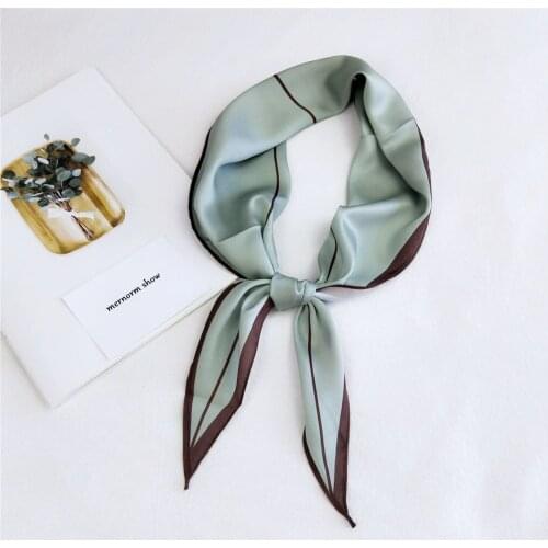 Women New Casual Vintage Silk Feel Satin Square Scarf Head Neck Retro Bow Hair Tie Band Fashion Lady Small Scarfs Bandanas SJ239