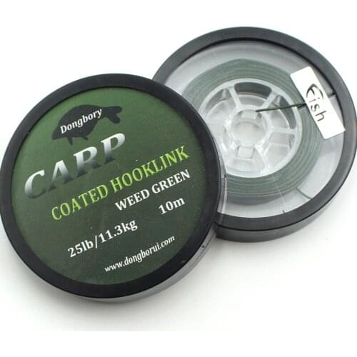 10M Carp Fishing Line Coated Hook Link Hair Rig Hooklink Rigging Line Quick Sinking 15/25 35LB Carp Coated Wire Carp Tackle Line