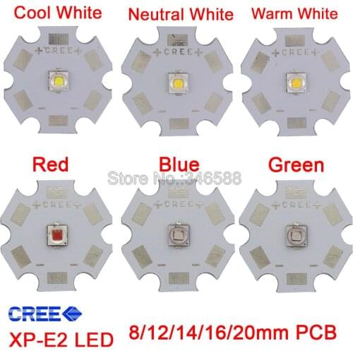 10x Cree XPE2 XP-E2 3W High Power LED Emitter Neutral White Cool White Warm White Red Green Blue Color with 8/12/14/16/20mm PCB