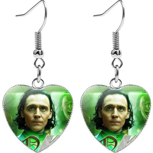 2021 Marvel Anime Loki womensCrystal Pendant Heart Earring Jewelry Avenger Figure Cosplay Jewelry Toys Kids Christmas Gift