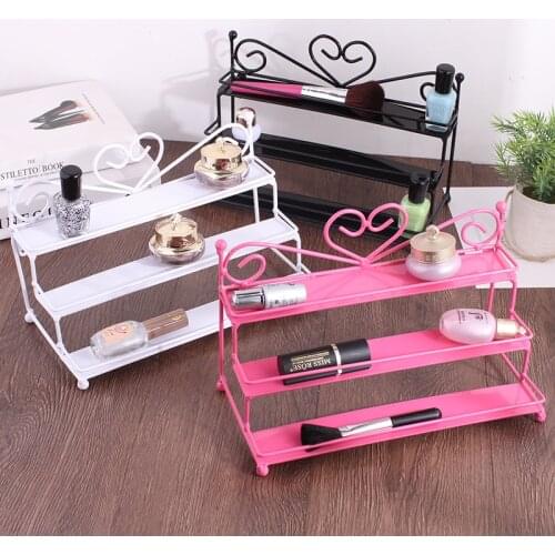 3 Color Metal Nail Polish Shelf Cosmetic Varnish Display Stand Holder Heart Design Makeup Wall Rack Organizer Case