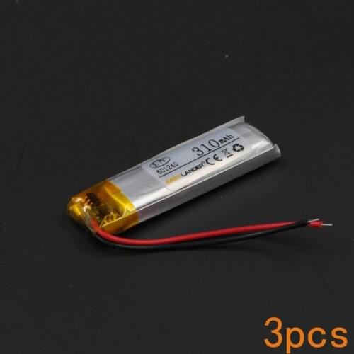 3pcs/Lot 3.7V 310mAh Rechargeable li Polymer Li-ion Battery For bluetooth headset mouse Bracelet Wrist Watch 601240 061240