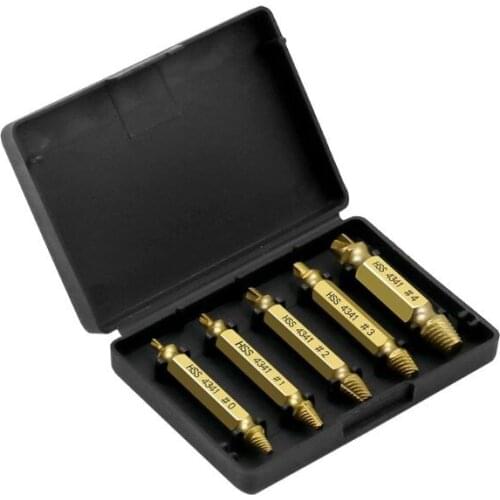 5pcs Double Side Drill Out Damaged Screw Extractor Broken Bolt Stud Removal Tool Dropshipping