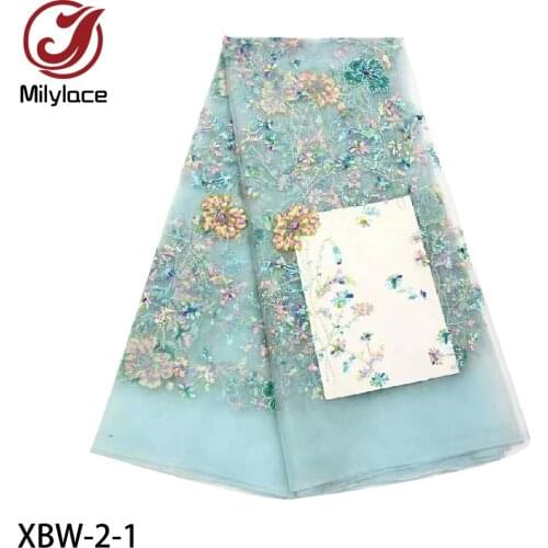 African Lace Fabric 2020 High Quality Lace Sequins Embroidery French Mesh Lace Fabric for Wedding Dress XBW-2