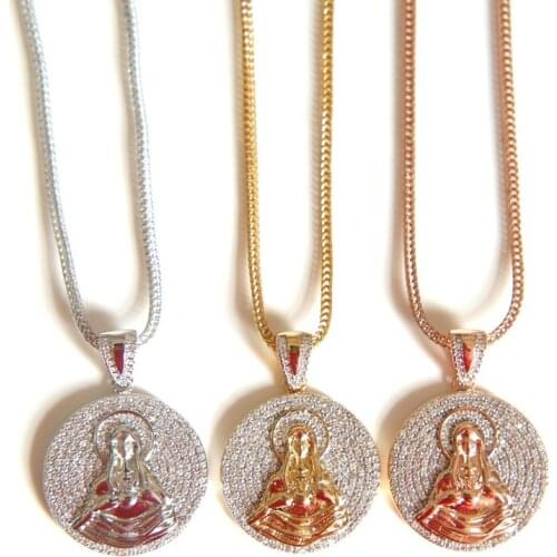 Promotion Women Men Cross Jesus Necklace Jewelry Trendy Gold Color Pendant For Vintage New Statement CZ bling necklace