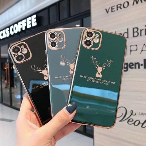 Phone Case For iPhone 11 Pro XS Max XR X 8 7 6 6S Plus 2020 12 Case Soft TPU Popular cartoon elk mobile phone case