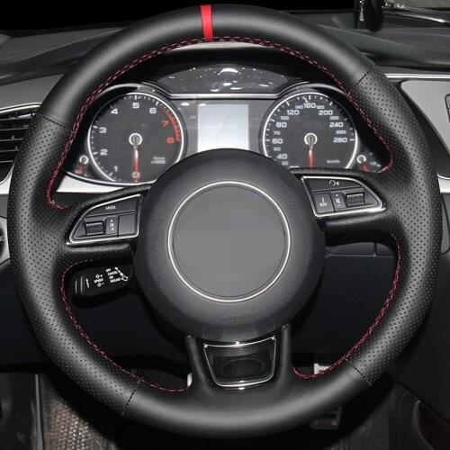 DIY Black Faux Leather Car Steering Wheel Cover For Audi A1 8X A3 8V Sportback A4 B8 Avant A5 8T A6 C7 A7 G8 A8 D4 S1 8X S3 S4