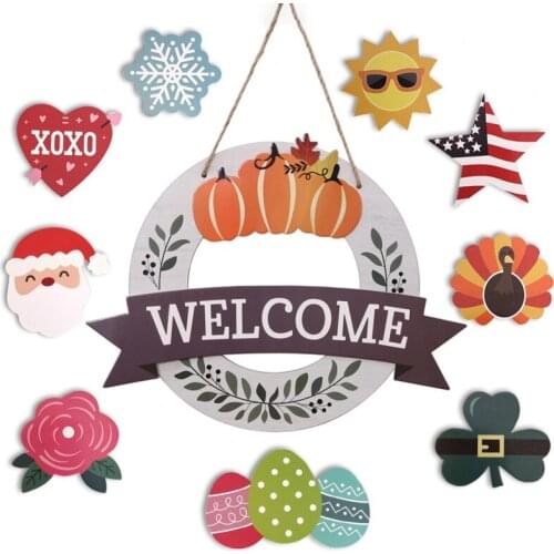 Home Welcome Ornament Hanging Signs Garden Welcome Wall Decor Plate Hanging Plaque Board