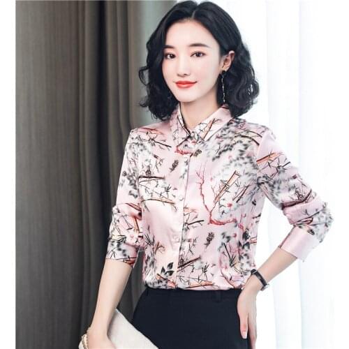 Dropshipping New Spring Summer Fall Floral Print Collar Long Sleeve Women Ladies Party Casual OL Workwear Top Shirt Blouse