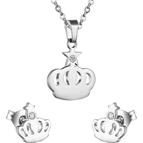 LUXUKISSKIDS Stainless Steel Wedding Dubai Jewelry Set Gold Color Pendant Necklace Earrings Sets For Women Fashion Jewelry Sets