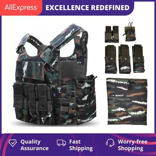 Top One-Piece Quick Detach Military Combat Molle Tactical Vest Airsoft Paintball Hunting Body Armor Anti-Stab Plate Carrier