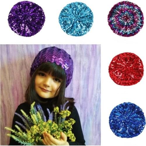 Fashion beret women glitter sequins beret women dance cap girls personality elegant beret nightclub hat