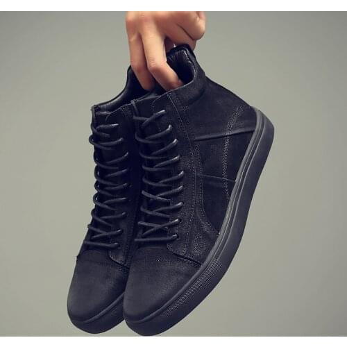2021 Men Basic Shoes Winter Plush Snow Boots Leather Ankle Boot Flats Mens High Top Sneaker Footwear Fashion Motocross Big Size