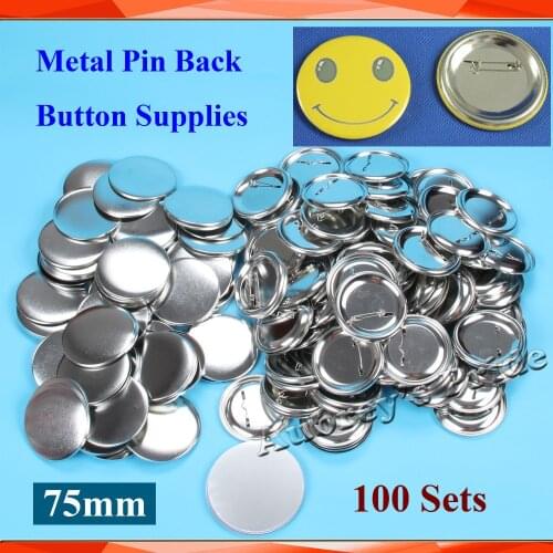 3" 75mm 100Sets NEW Professional All Steel or Plastic Badge Button Maker Pin Back Metal Pinback Button Supply Materials