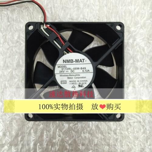 NMB-MAT 3110RL-05W-B49 F02 F04 DC 24V 0.12A 80x80x25mm 3-Wire Server Cooling Fan