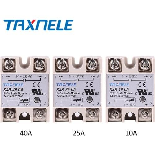 Single Phase Solid State Relay SSR-40DA SSR-25DA SSR-10DA DC To AC 3-32VDC Input 24-380VAC Output solid state relay