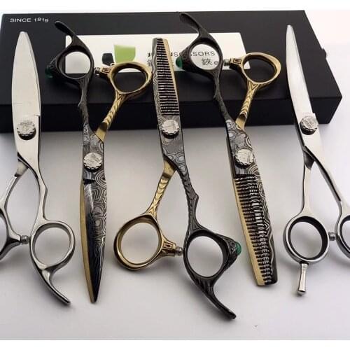 6 inch Japan440c Steel Professional Barber Scissors Hair Design Tool Barber Scissors Hairstylist Hairdressing Scissors Set