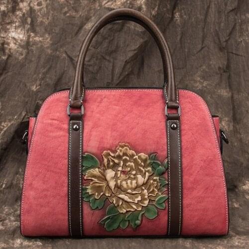 Retro Embroidery Luxury Fashion Chinese Style Head Layer Cowhide Bags Leisure Restoring Ancient Ways Europe Shoulder Bags
