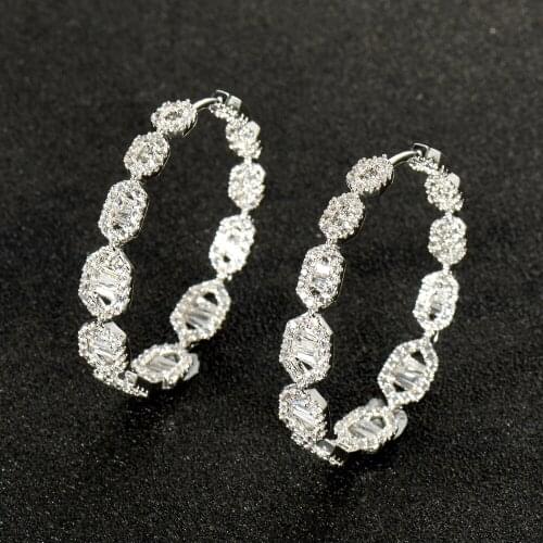 HIBRIDE High Quality Cubic Zircon Circle Big Pendientes Hoop Earring For Women Luxury Earring brincos para as mulheres E-968