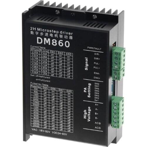 Stepper driver DM860, Two-phase stepper motor driver DM860 24-80VDC for 57 86 stepper motor, nema 23 nema 24