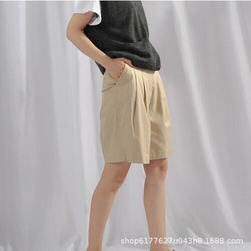 2021 Cargo 5 's New Summer High Waist Casual Wide Leg Loose Slim Khaki Comfortable Dad Shorts