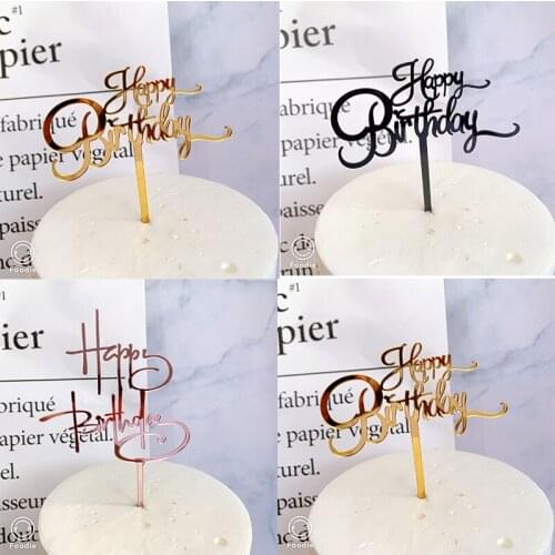 Happy Birthday Cake Decorating Tools Acrylic Letter Cake Toppers Dessert For Party Cupcake Toppers Supplies Baby Shower Gifts
