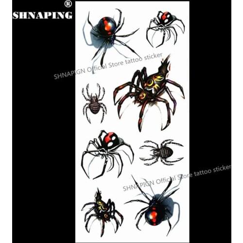 SHNAPIGN 3d Temporary Tattoo Body Art Flash Tattoo Stickers 19*9cm Waterproof Styling Tatoo Home Decor Sticker Sexy Black Spider