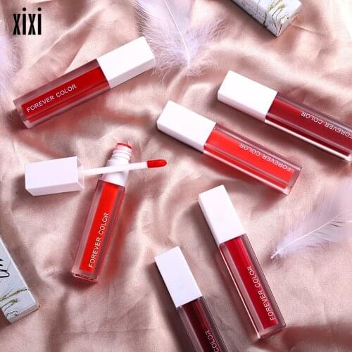 Xixi mirror lipgloss moisturizing lip tint cream 6 colors sexy red lip tattoo long lasting pumpkin lipstick pigment AC059