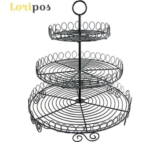 Iron Table Tray Metal Basket Dessert Cake Basket Cake Display Tray Non-folding Rack Storage Holders Racks Cake Table Shelf