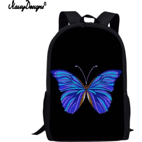 NOISYDESIGNS Women Shoulder Bags Cartoon Animal Butterfly Printing Lady College School Bag Large Capacity Daily Laptop Bookbags