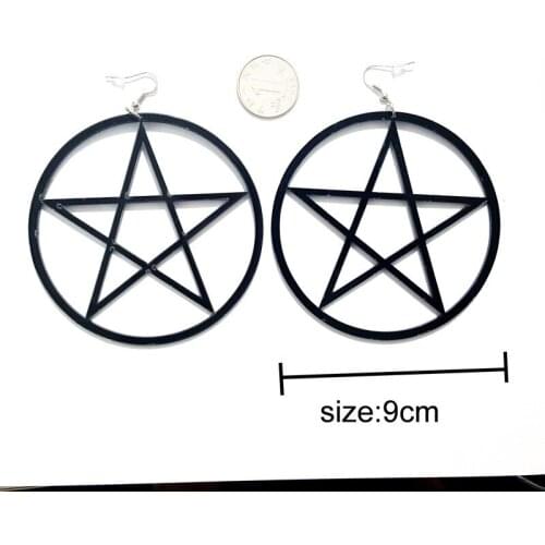 Trendy 4 Colors Round Pentagram Acrylic Earrings For Women Fashion Classic Street style Nightclub Big Hiphop Drop Earrin