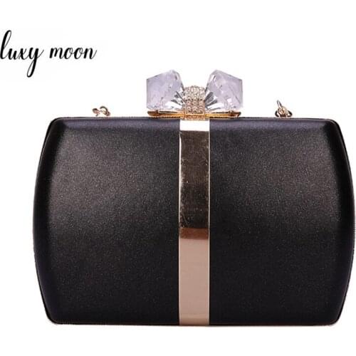 Womens Clutch Bag Leather Handbag Black White Evening Bag Wedding Purse for Bridal Crystal Diamond Lock Shoulder Bag ZD1527