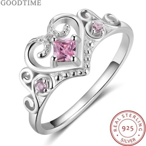 Fashion Ring For Women 925 Sterling Silver Ring Zirconia Anniversary Jewelry Crown Rhinestone Ring For Bridal Wedding Party