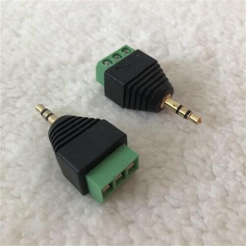 10pcs/lot DC 3.5mm Gold-Plated Adapter Male to 3Pin Female Welding-Free Stereo Connecor For Monitor Camera Cable DIY