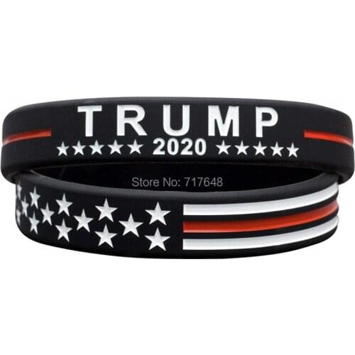 100pcs Trump Keep America Great with American Flag for President 2020 wristband silicone bracelets free shipping by ePacket A