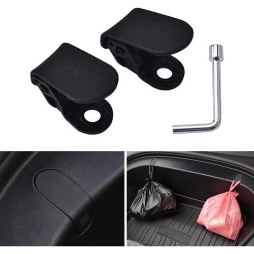 2 Pcs Car Front Trunk Hook Set ABS Black Hook Clip Installation For Tesla Model 3 2017-2019 Auto Interior Accessories Parts