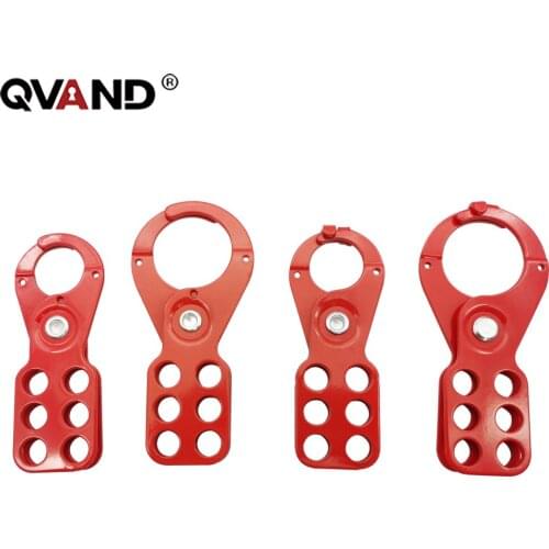 QVAND Multiple Jaw Size 25mm 38mm Red 6 Holes Economic Steel Lockout Hasp with Hook
