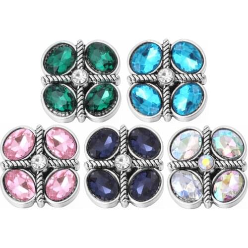 5pcs/lot New Snap Buttons Jewelry Metal 18mm Rhinestone Flower Cross Snap Button Fit Snap Necklace Snap Bracelet Women Jewelry