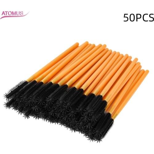 50pcs Cosmetic Eyelash Brush Crystal Mascara Wands Applicator Eyelashes Extension Disposable Eyebrow Make Up Brushes Tools