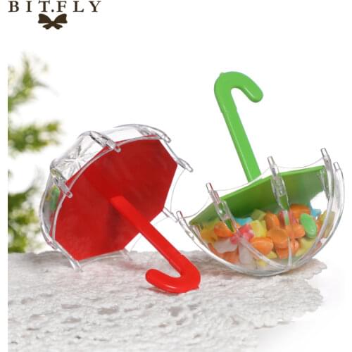 6Pcs Mini Plastic Umbrella Shape Candy Box Multicolor Candy Box Wedding Birthday Christmas Party Baby Shower Gift Box