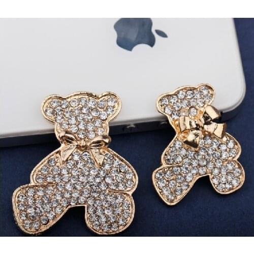 8pcs per lot Min.$15 (Mixed Order) Alloy Gold Plated Crystal Bear bowknot Cell Phone DIY Alloy Decoration AC132