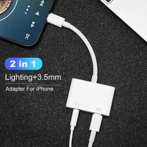 For iPhone 11pro Adapter 2 in 1 For Apple iPhone XS MAX XR X 7 8 Plus 3.5mm Jack Earphone Adapter Aux Cable For IOS 12