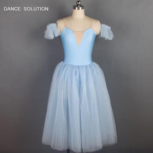 Pale Blue Long Ballet Dance Tutu with Sparkling Soft Tulle Tutu Dress 18129